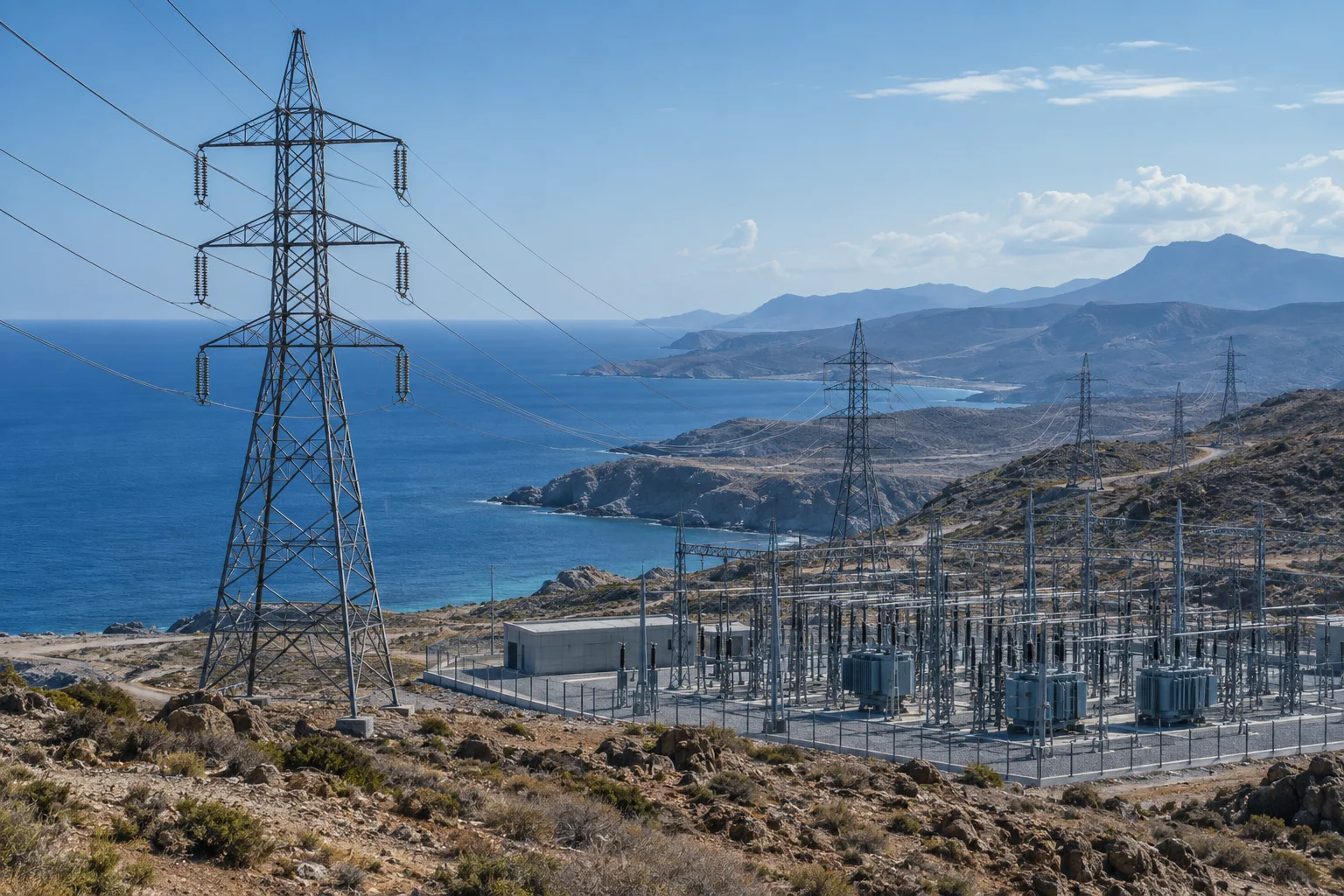 Escena ilustrativa de infraestructura eléctrica